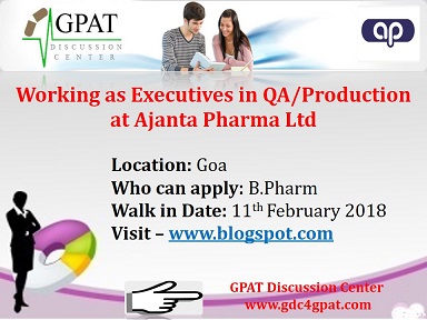 Executives in QA/Production at Ajanta Pharma Ltd