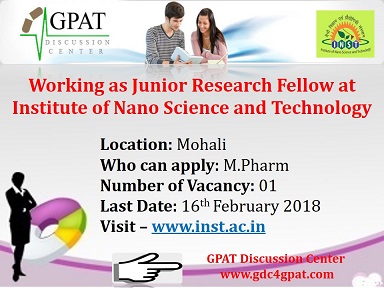 Junior Research Fellow at Institute of Nano Science and Technology