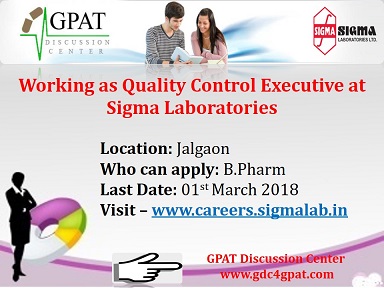 Quality Control Executive at Sigma Laboratories