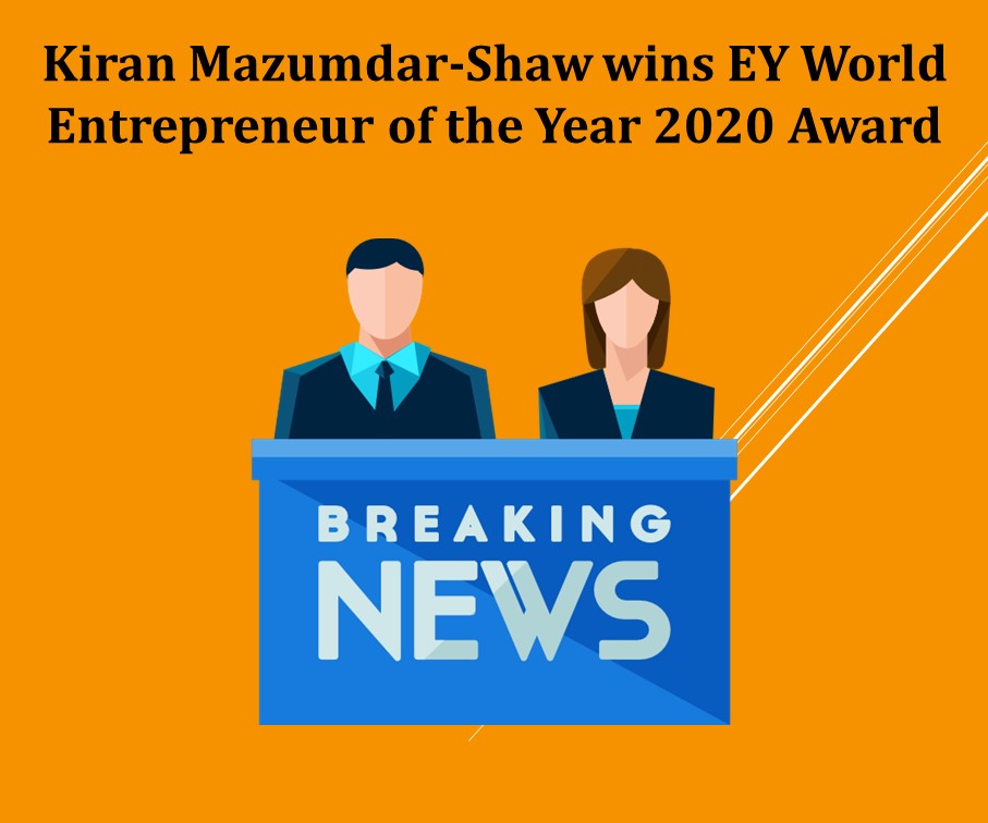 Kiran Mazumdar-Shaw wins EY World Entrepreneur of the Year 2020 Award